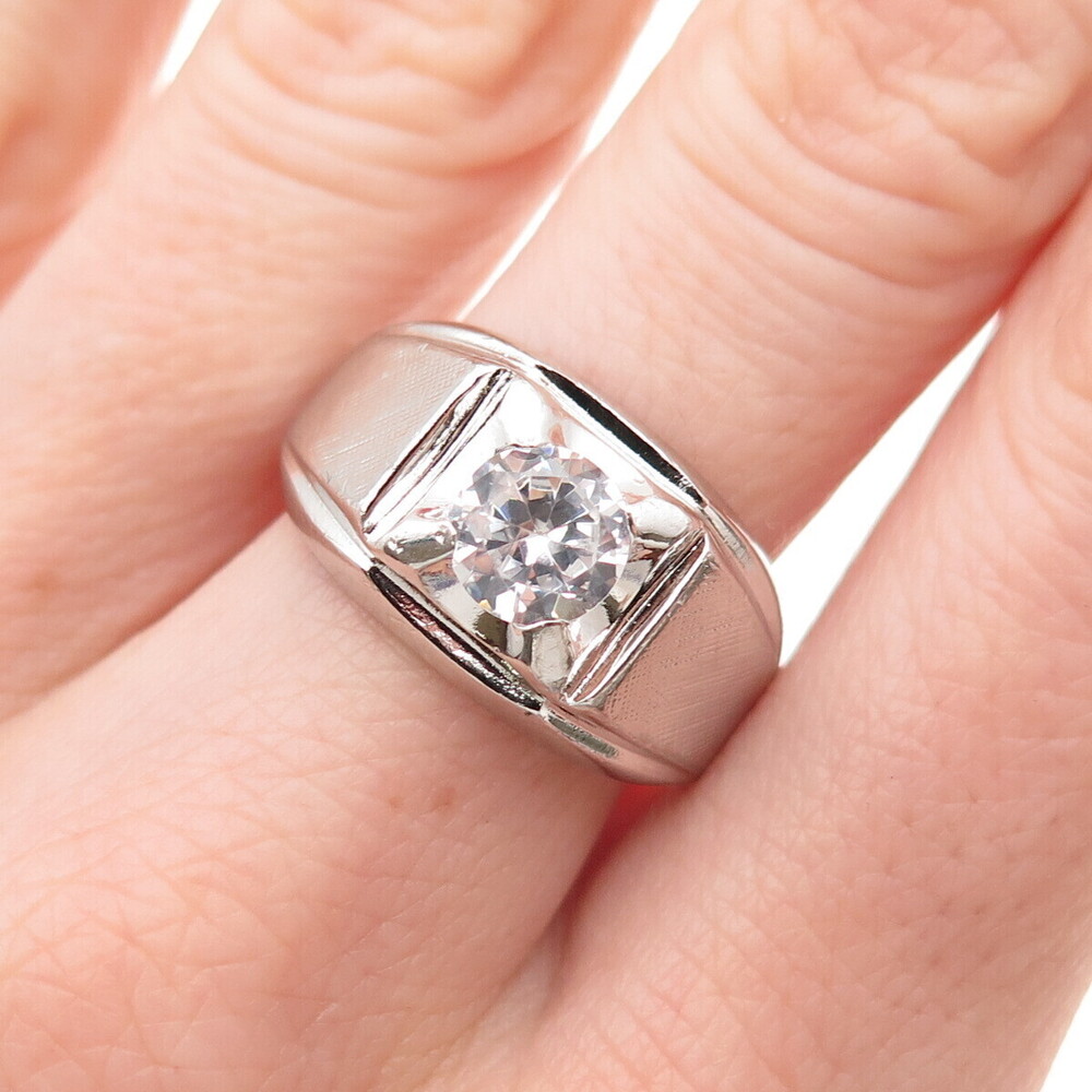 Vargas & Lind 925 Sterling Silver Vintage Round-Cut C Z Ring Size 9